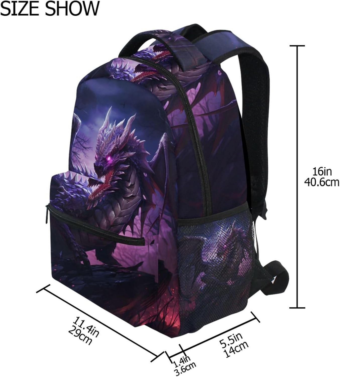 ALAZA Magical Purple Dragon in Wild Kid's Shool Backpack for Girls Boys,Laptop Travel Backpack,16.9" H - Image 4