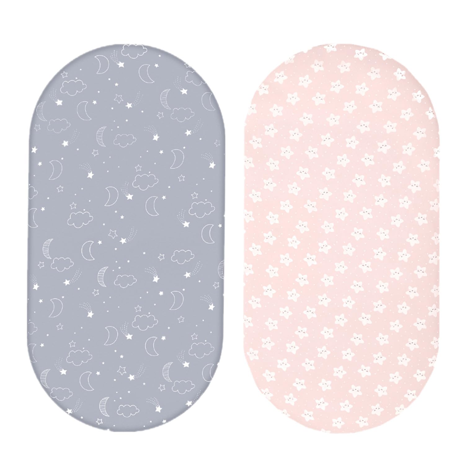 Moses Basket Sheets Set 2 Pack, Baby Bassinet Sheets for Boy and Girl