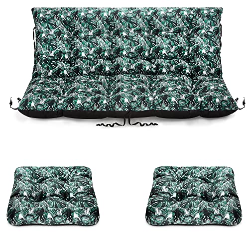 SuperKissen24. Coussin Dossier pour Banc de Jardin Canapé - 100x50 cm et Appui 100x60 cm + 2X 45x45 cm Coussin pour Chaise de Jardin - Intérieur/Extérieur - Imperméable - Exotic Cover