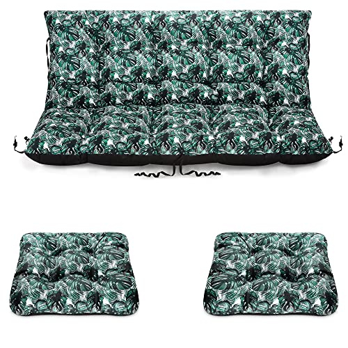 SuperKissen24. Cuscino Lungo per Panchina da Giardino 180x50 cm con Schienale 180x60 cm per Panca da Esterno ed Interno e Due Cuscini per la Sedia da Gardino 45x45 cm - Exotic