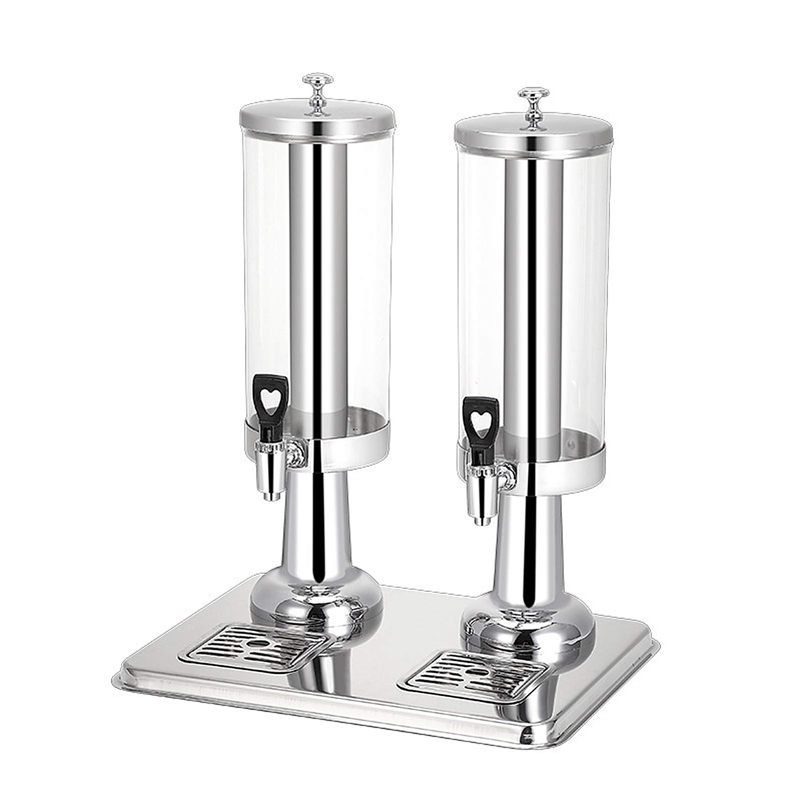 Recipiente térmico de acero inoxidable, Dispensador comercial de bebidas acero inoxidable con tanque doble contenedor 3Lx2, dispensador heladas bandeja goteo y grifo sin fugas