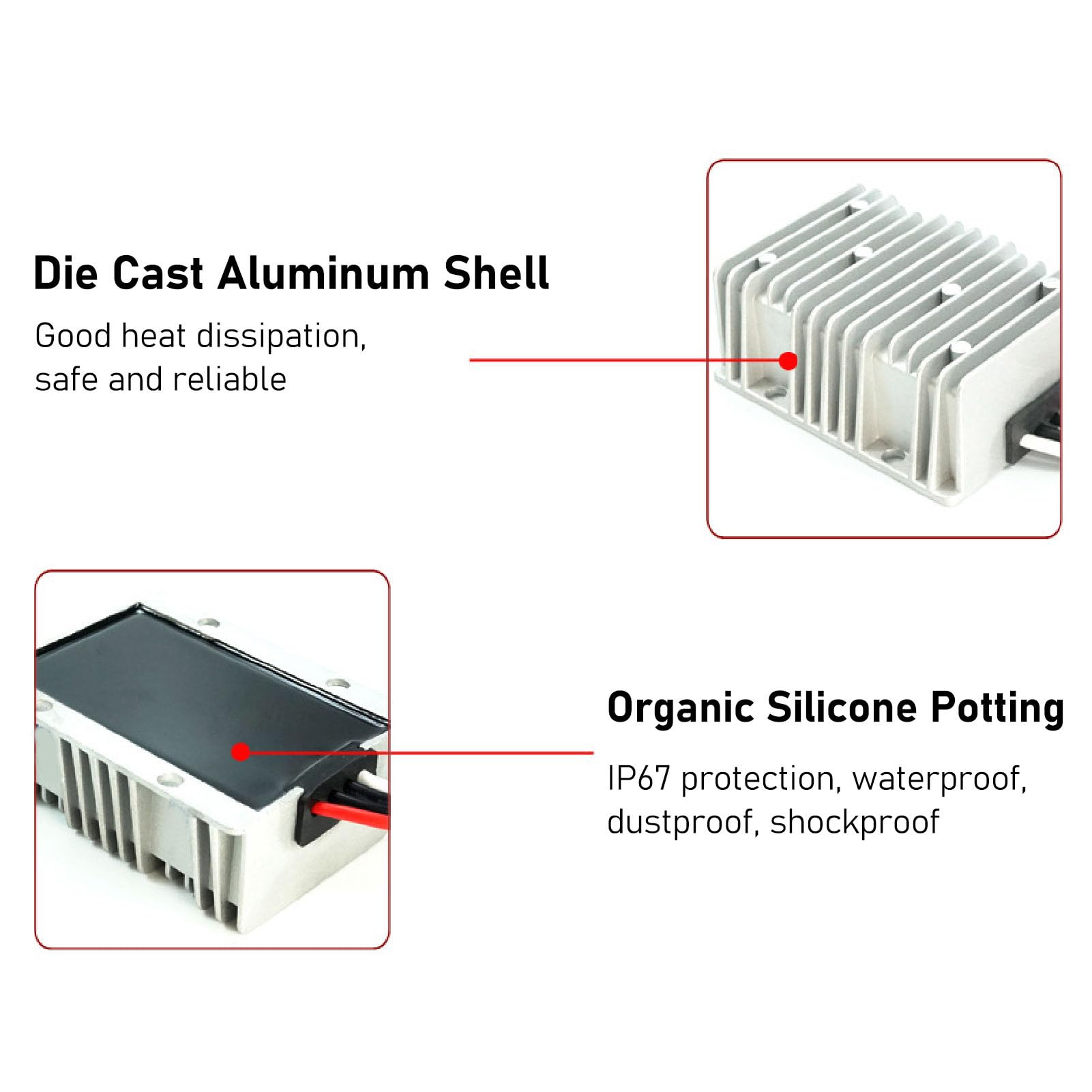 Convertitore Boost DC 12V 24V a 48V, Modulo Regolatore di Tensione Step up Impermeabile 10A 480W, Adattatore Alimentazione Trasformatore Tensione Alimentazione Booster