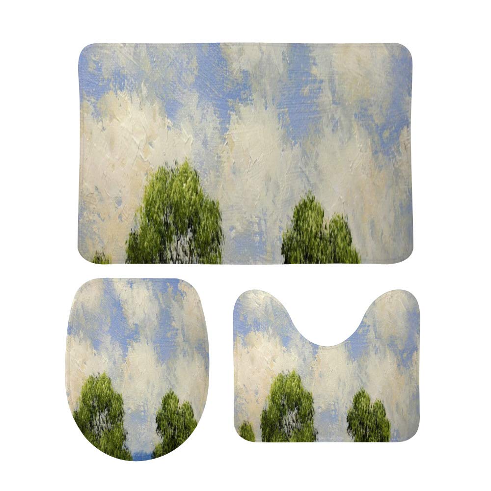 Tapis de bain 3 pièces en velours corail doux pour toilettes et douche