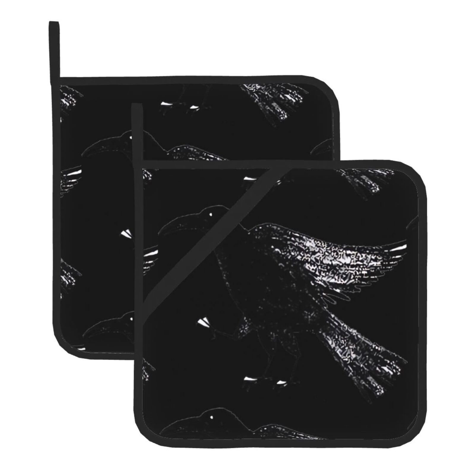 WHJDPP Birds Prints Square Hot Pads for Kitchen - Waterproof Pot Holders Set of 2, Durable Trivets with Pocket & Hanging Loop for Hot Dishes & Oven Use