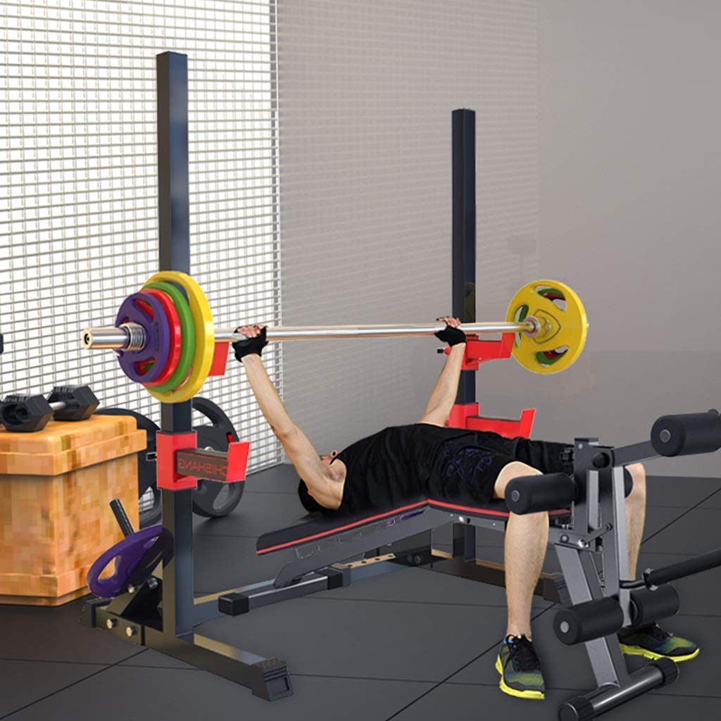 ERoomQ Barbell Home Bench Press Squat Rack Bench Press Rack Home Fitness Equipment Sports Equipment Barbell Rack Width and Height can be Adjusted