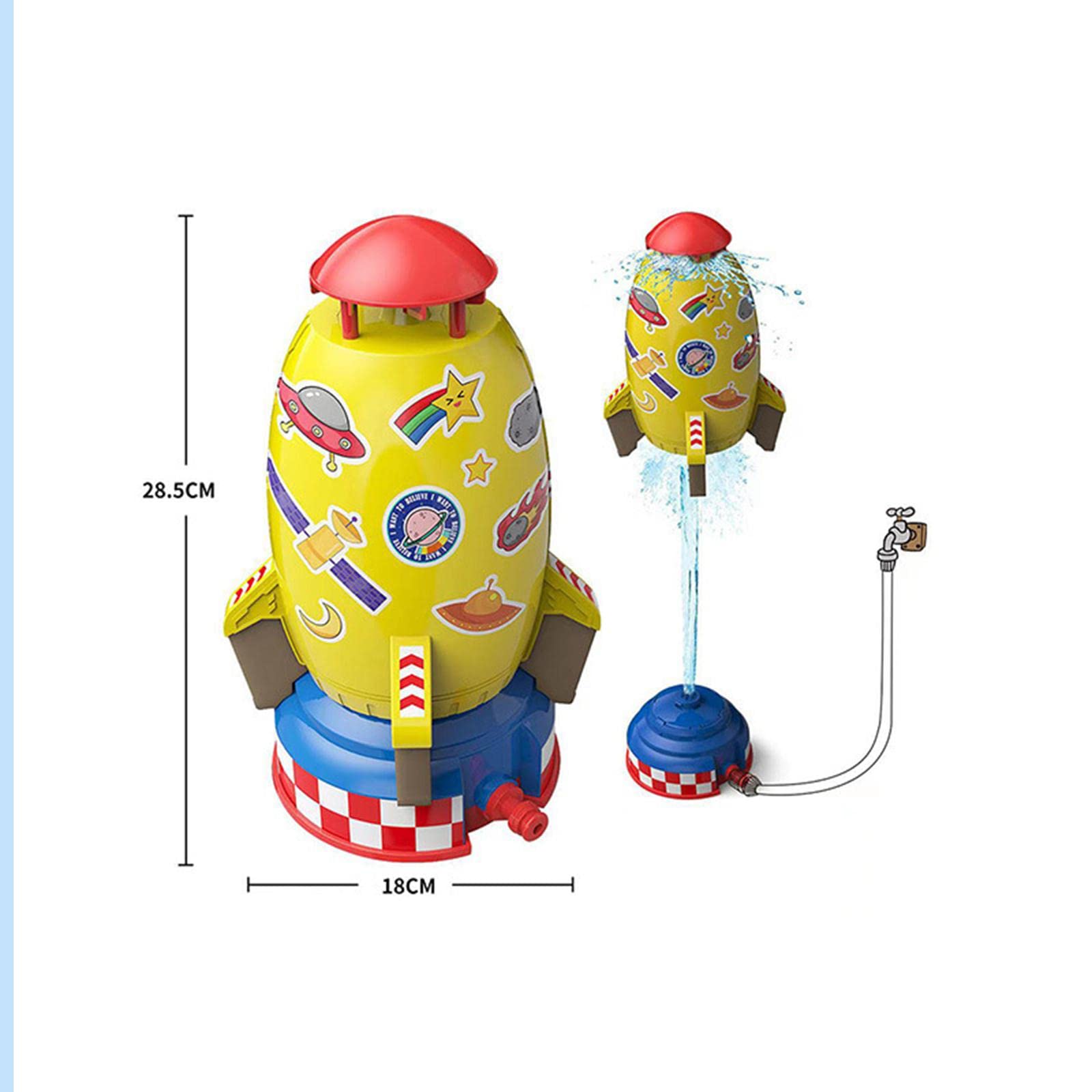 F Fityle Aspersor de Juguete Tipo Cohete, Juguetes Y Juegos con Agua Giratoria de 360°, Juguete de Elevación a Presión de Agua para Fiestas, Cumpleaños, Regalo, Amarillo, Individual
