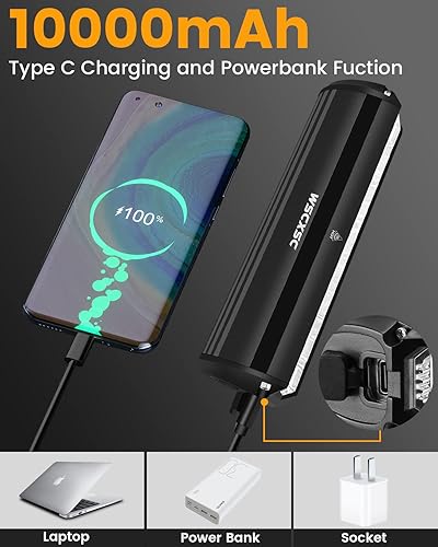 Miniatura 4 de Luz de bicicleta súper brillante de 3000 lúmenes, 5 LED, luz de bicicleta con luces traseras, faro delantero y trasero para bicicleta de noche,