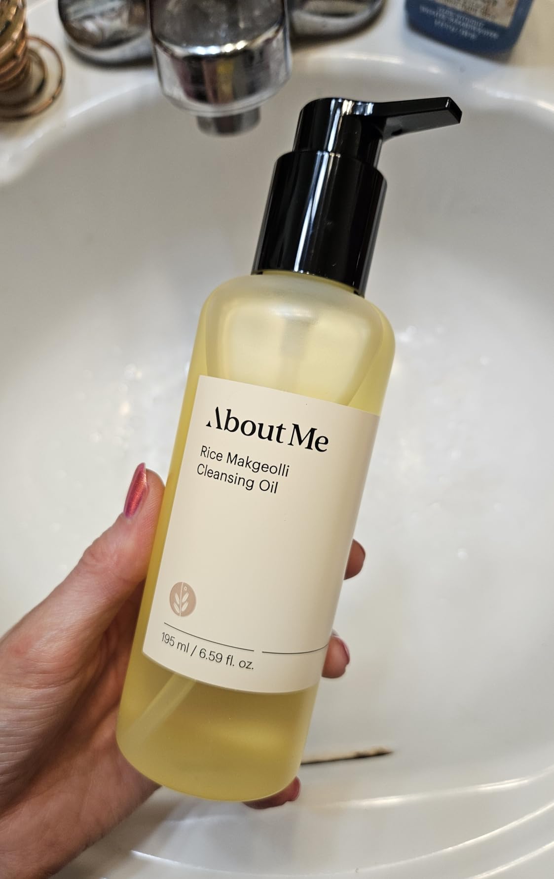 About Me Rice Makgeolli Cleansing Oil – Triple Ferment Oil Cleanser & Makeup Remover with Galactomyces, Melts Waterproof Makeup, Milky Rinse No Residue, Fragrance-Free for Sensitive Skin, 6.59 fl oz
