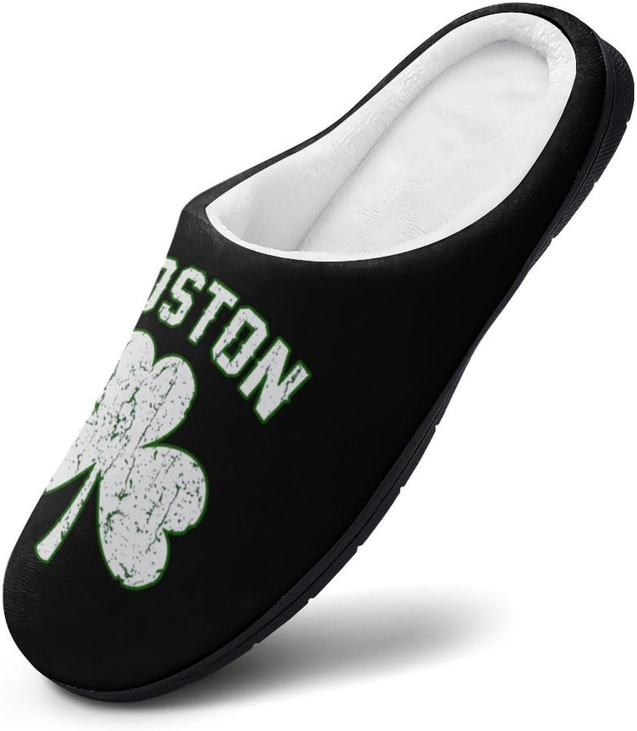 Boston Shamrocks Women's House Slippers Memory Foam Warm Shoes Spa Rubber Sole Indoor Outdoor