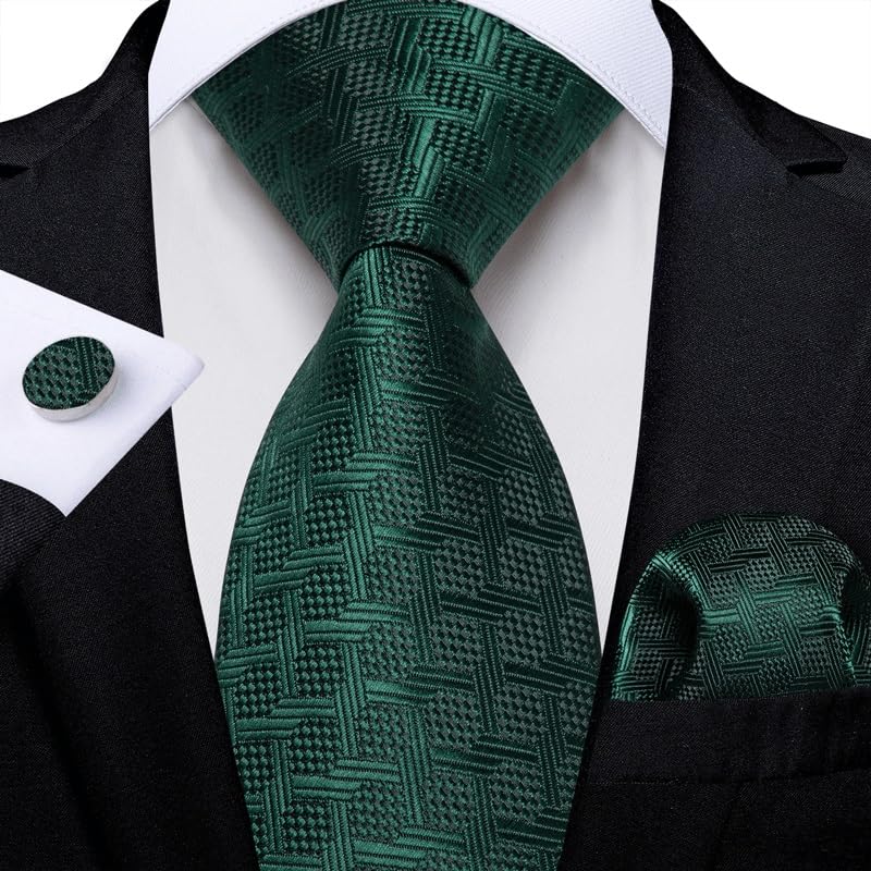 Corbata de hombre 8cm con pañuelo y gemelos de seda miniatura 2