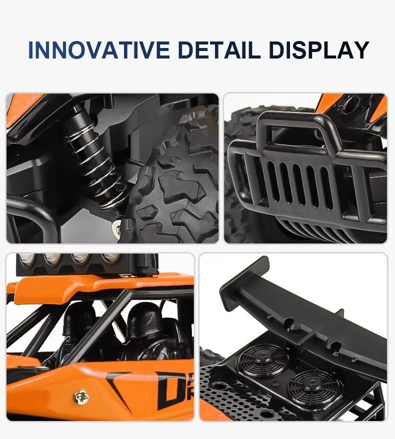 Image of Maruti RC Monster Truck for Kids, 2.4GHz Remote Control Car, 1:16 Scale High Speed Off Road Racing Car with LED Lights, Shockproof Suspension, Rechargeable RC Toy Gift for Boys & Girls 4-12 Years.