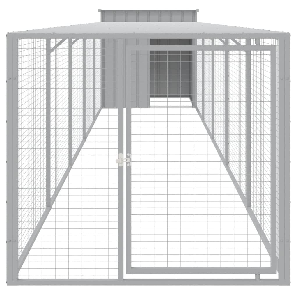 ARKEM Pollaio Area Corsa Grigio Chiaro 110x609x110 cm Acciaio Zincato，Recinto per Cani da Giardino, Gabbia per Conigli, Recinto per Animali Domestici, Gatti, Cuccioli, Porte con Chiavistello e Parasol