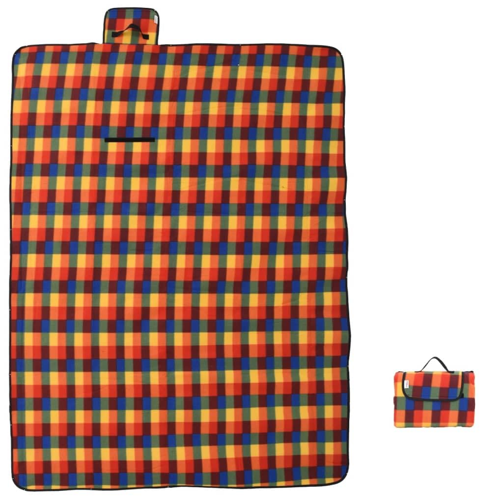 Coperta da picnic pieghevole, rosso e blu, a righe x velluto, impermeabile, portatile, con borsa per il trasporto, per campeggio, trekking, escursionismo, spiaggia e tempo libero