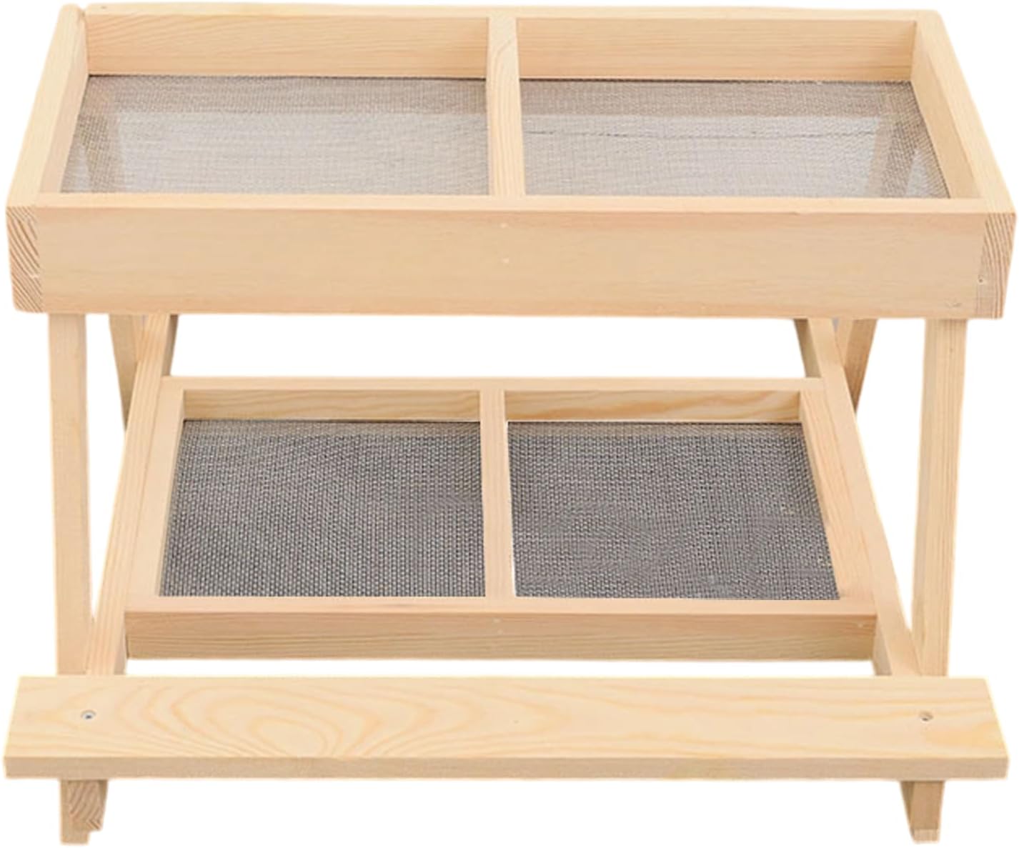 Poultry Feeder Table, Wooden Chicken Tray, Rooster Picnic Feeder with Double Layer Design, Handmade Feed Station with 4 Grid Compartments, Farm Supplies, Chicken Feeding Table for Ducks Turkeys Birds