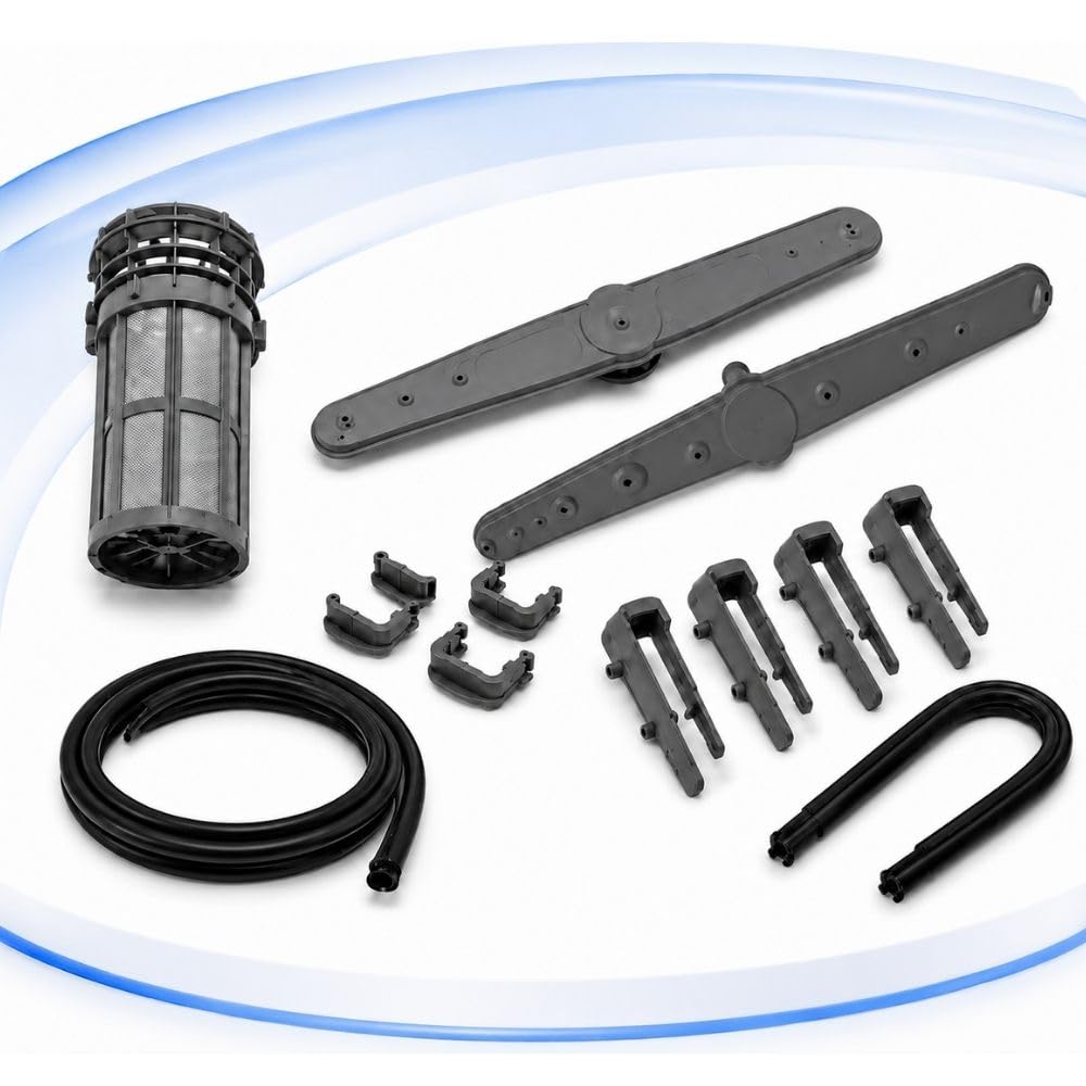 Kit d'entretien pour lave-vaisselle compatible avec les lave-vaisselle Beko & Blomberg – Bras de pulvérisation supérieur et inférieur, filtre, joints de porte, embouts de rail de panier – Service