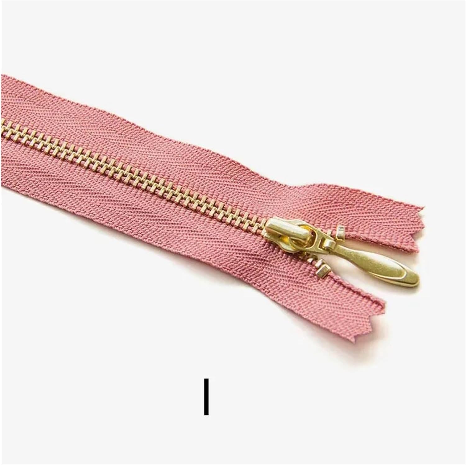 4 Pieces of Size 3 Gold Brass Metal Zippers with Automatic Locking Zipper Pulls(I Rust Pink)