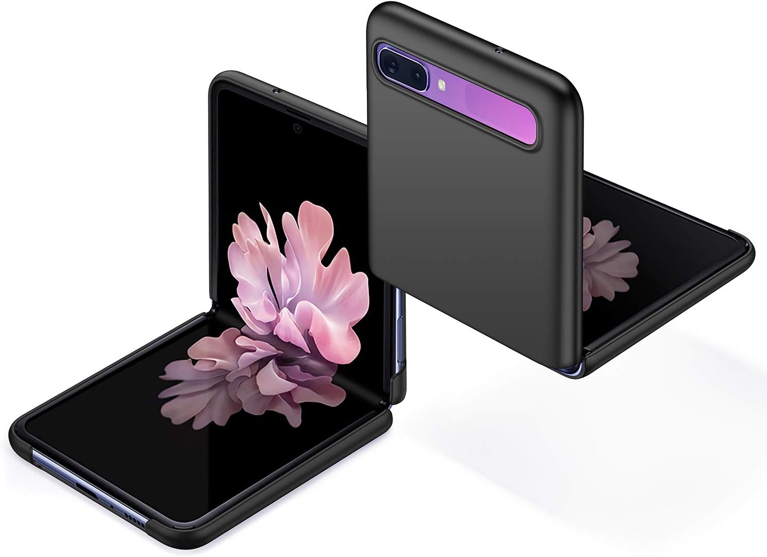 INSOLKIDON Compatible with Samsung Galaxy Z Flip Case PC Hard Back Cover Phone Protective Shell Protection Non-Slip Scratchproof Protective case Bumper Ultra Thin case Scrub Hard Shell (Black)