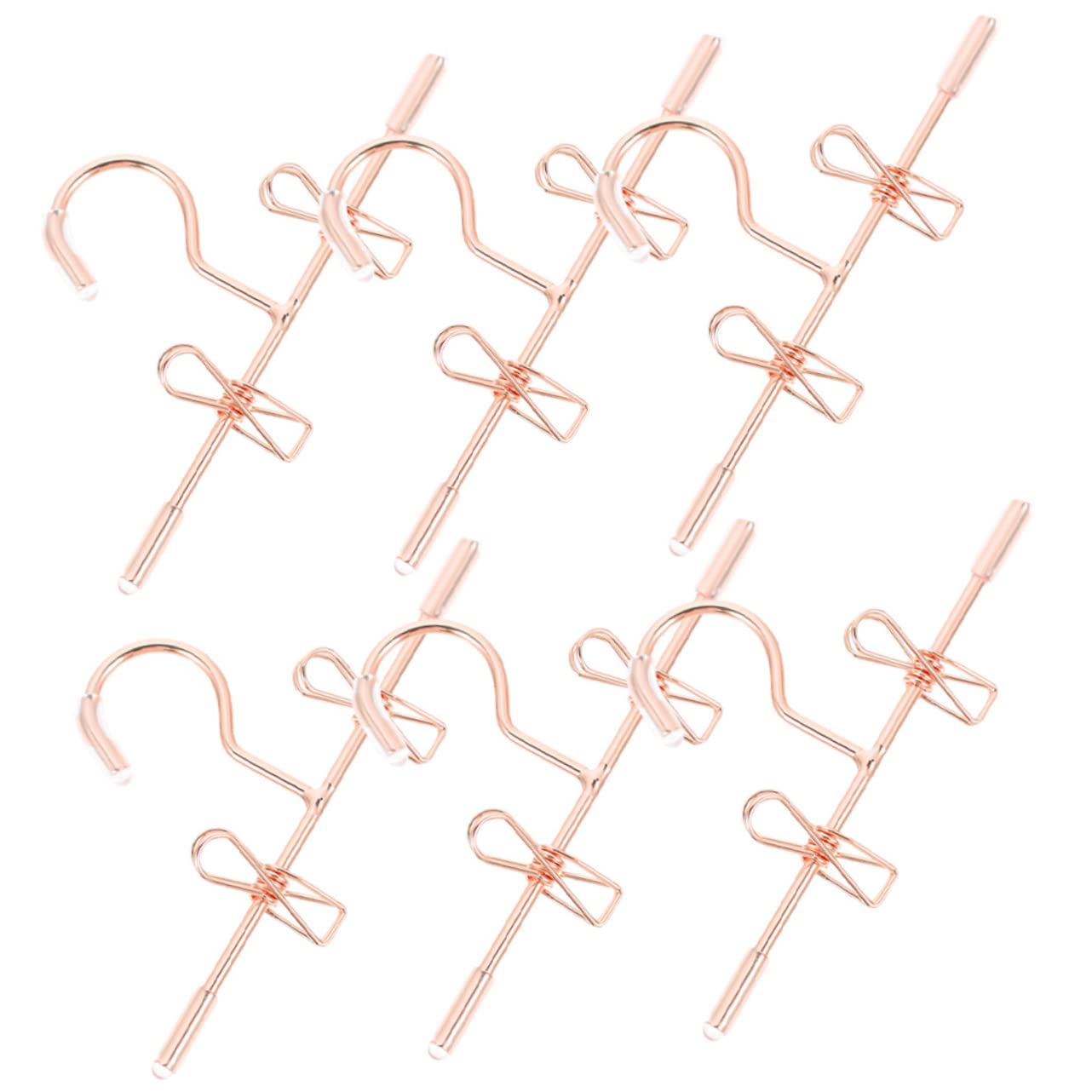 Cabilock Perchas Miniatura para Ropa De Muñecas Bjd Colgadores Pequeños De Metal Rosa para Organización Y Exhibición De Vestidos 6 Piezas X 5