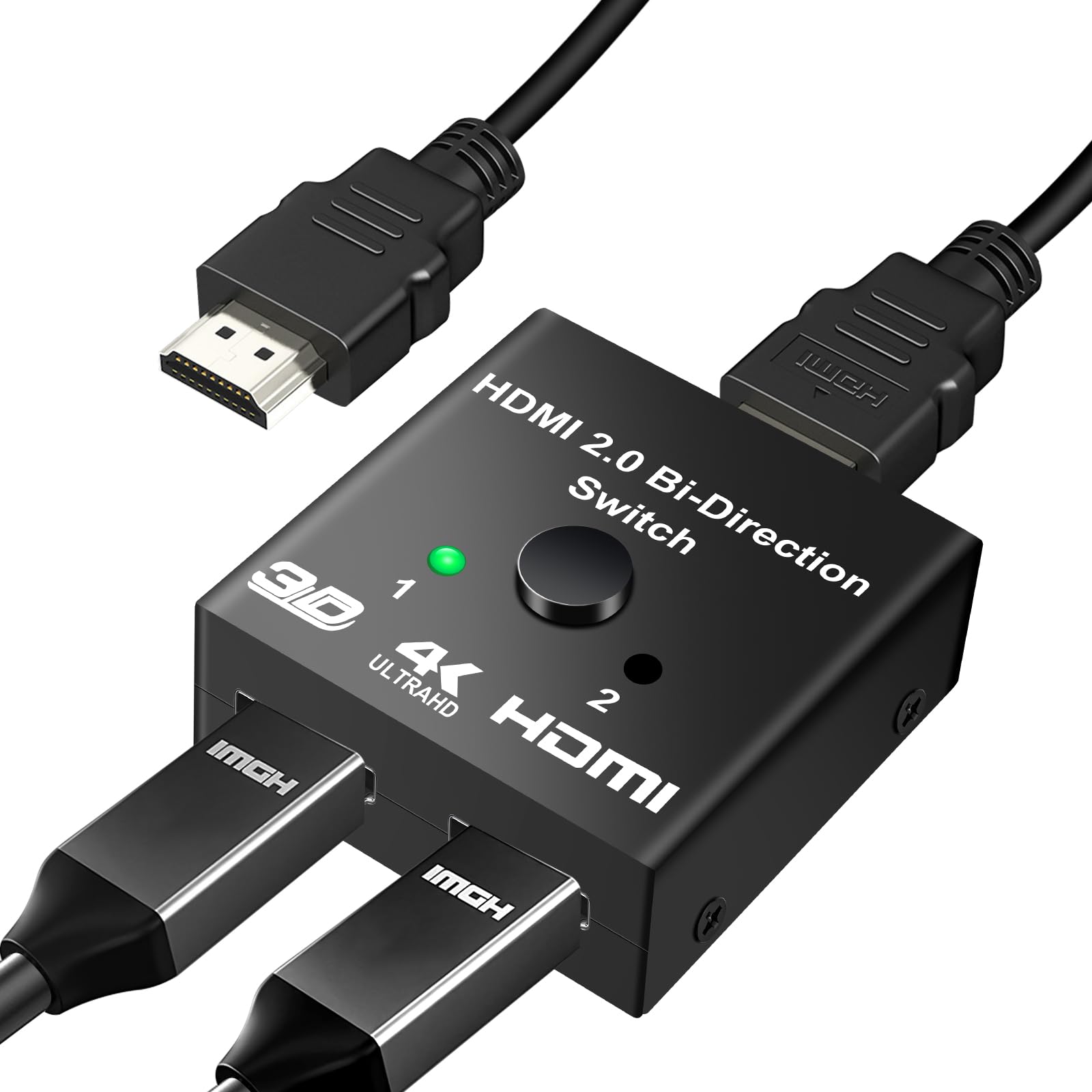 Yeecka Sdoppiatore HDMI Bidirezionale 4K 60Hz Sdoppiatore HDMI Alluminio Switch Splitter 1 in 2 Out/2 in 1 Out Support 3D HDR Compatibile con PC, PS5 / 4, TV Box, Projecteu, DVD