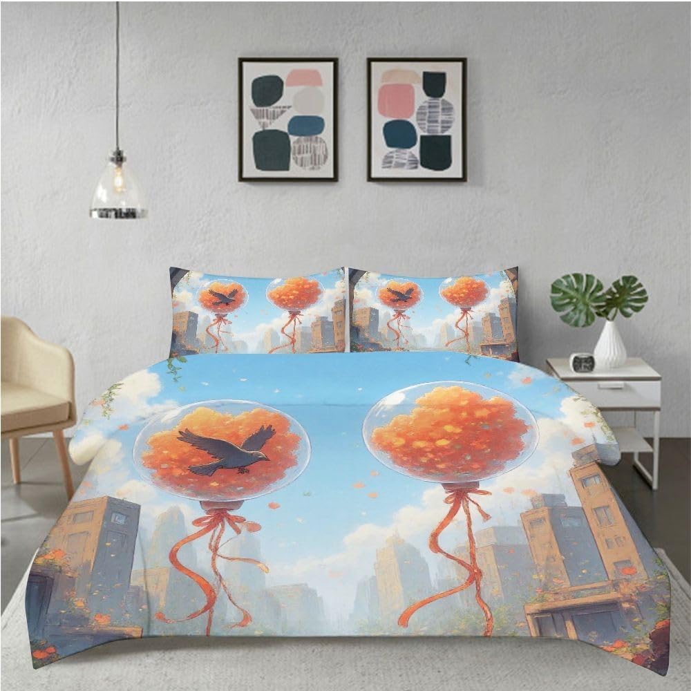 Set di Copripiumino 240x260 cm Palloncino 3D Arancione A5820