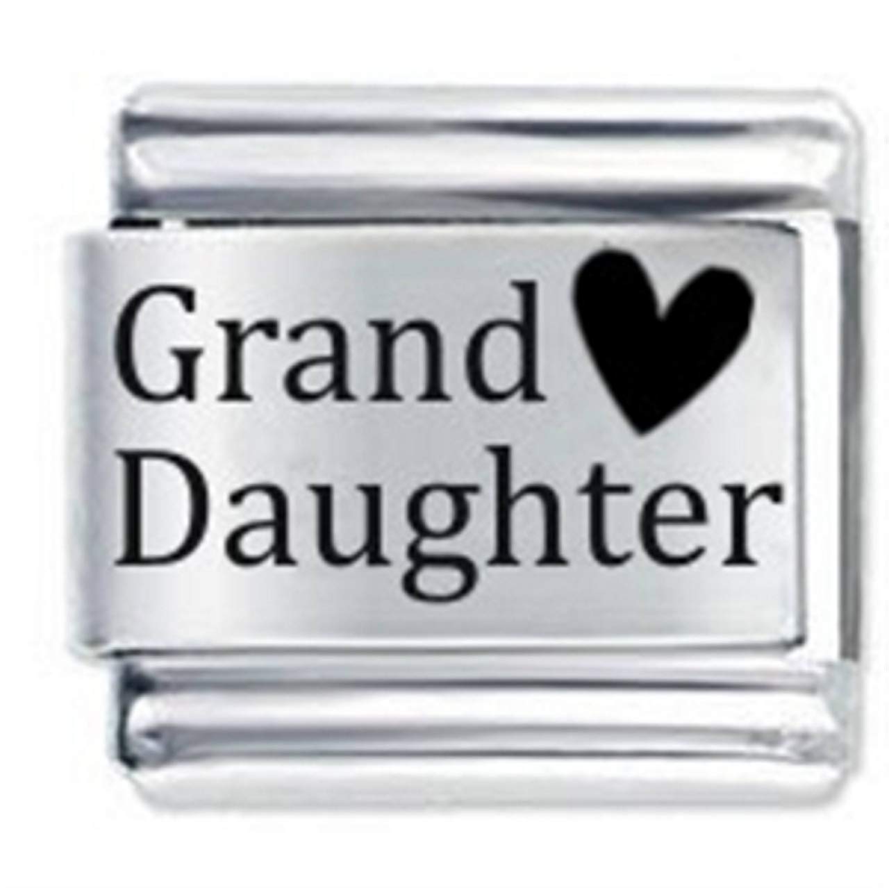 Grand Daughter Heart ETCHED Italian Charm Fits all 9mm Italian Style Charm Bracelets