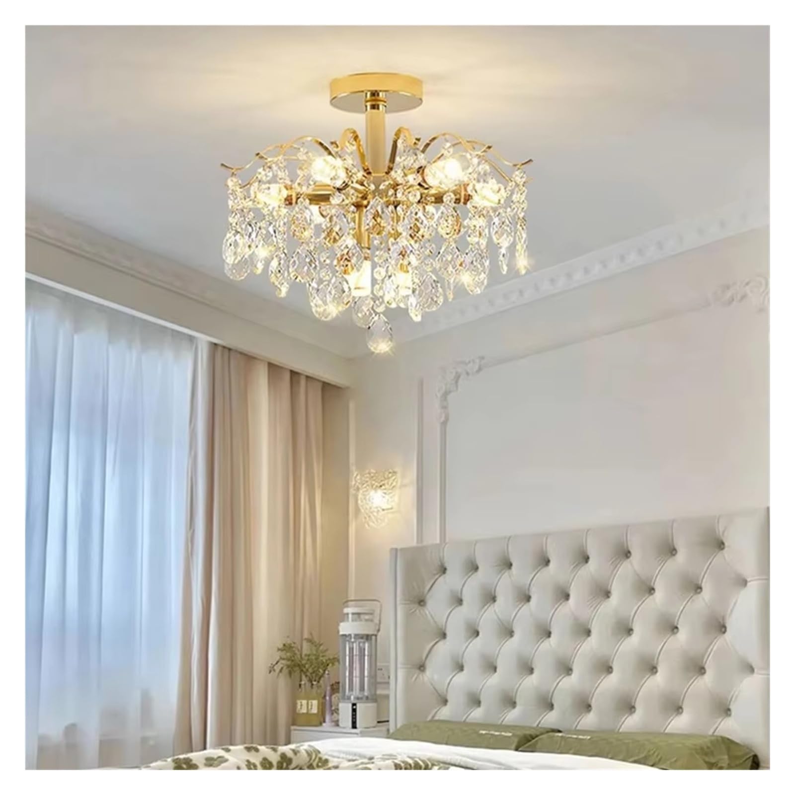 ZTCHSENZT Modern Gold Ceiling Chandelier K9 Crystal Luxury LED Pendent Lights Decoration Dining Table Hanging Lamp,Natural Light-D80cm