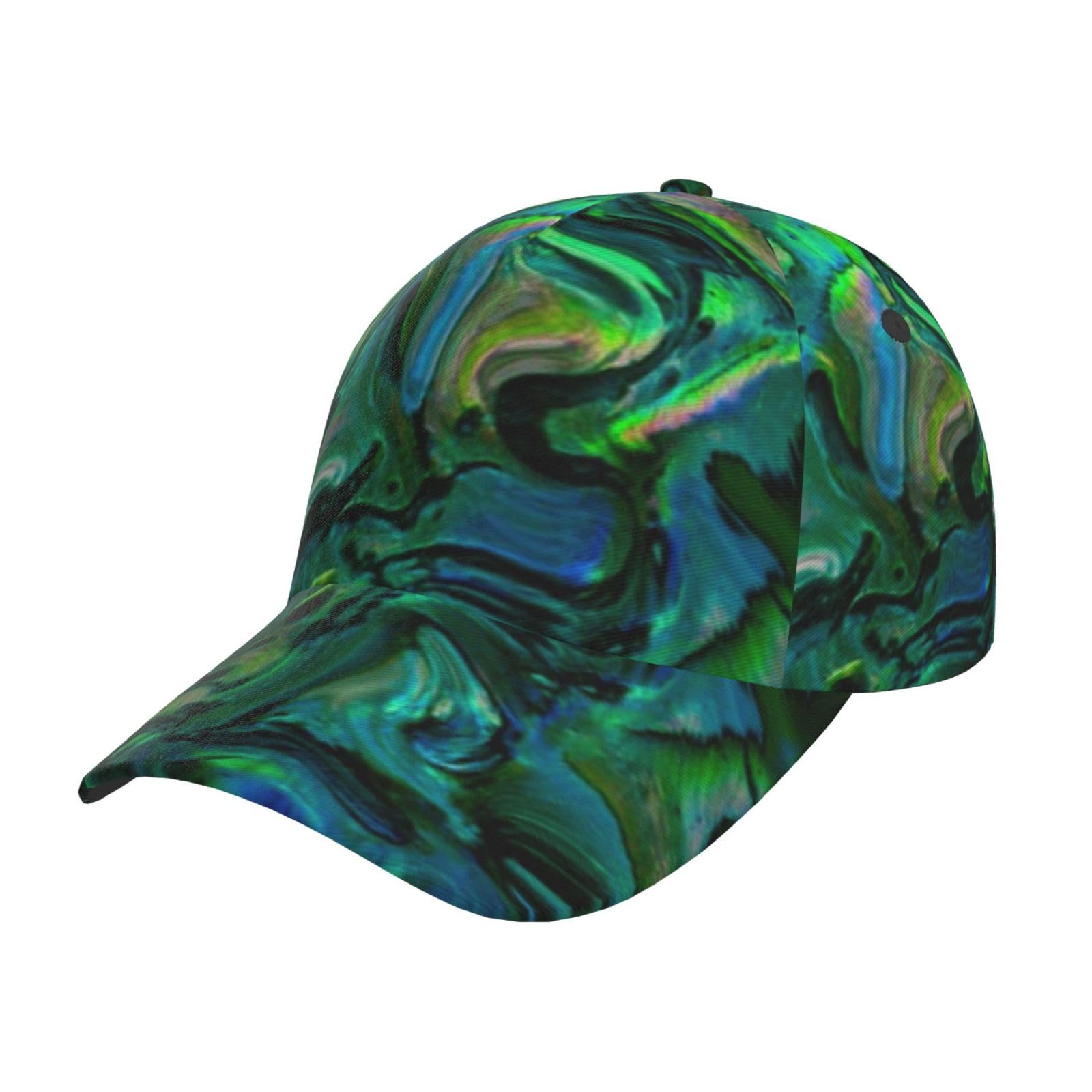 Unisex Snapback Washed Abalone Nacre Print Baseball Cap for Men Women - Adjustable Dad Bill Hat