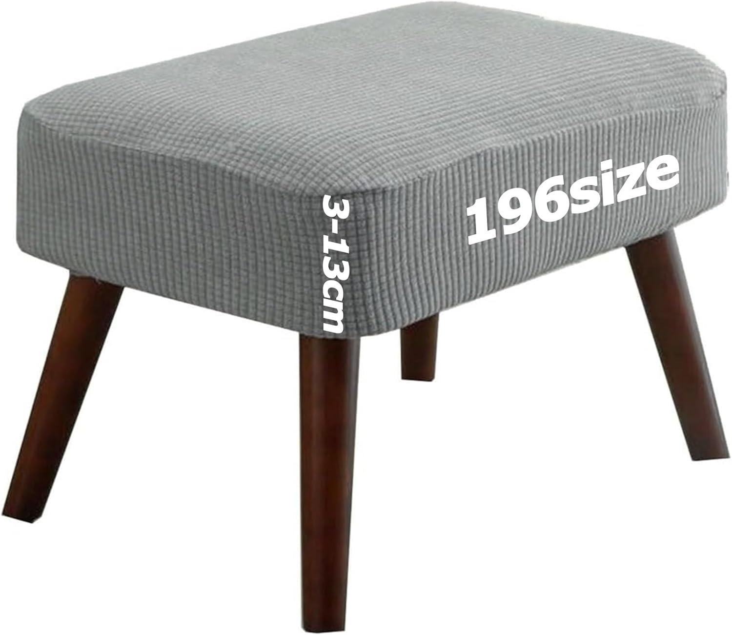 Jacquard Ottoman Covers Slipcover for Footstool Pouffe Foot Stool Stretch Fit Square Rectangle Round Small Large Bar Footrest Protector Cover with Elastic Bottom Washable Customizable(Light Gray,40 x