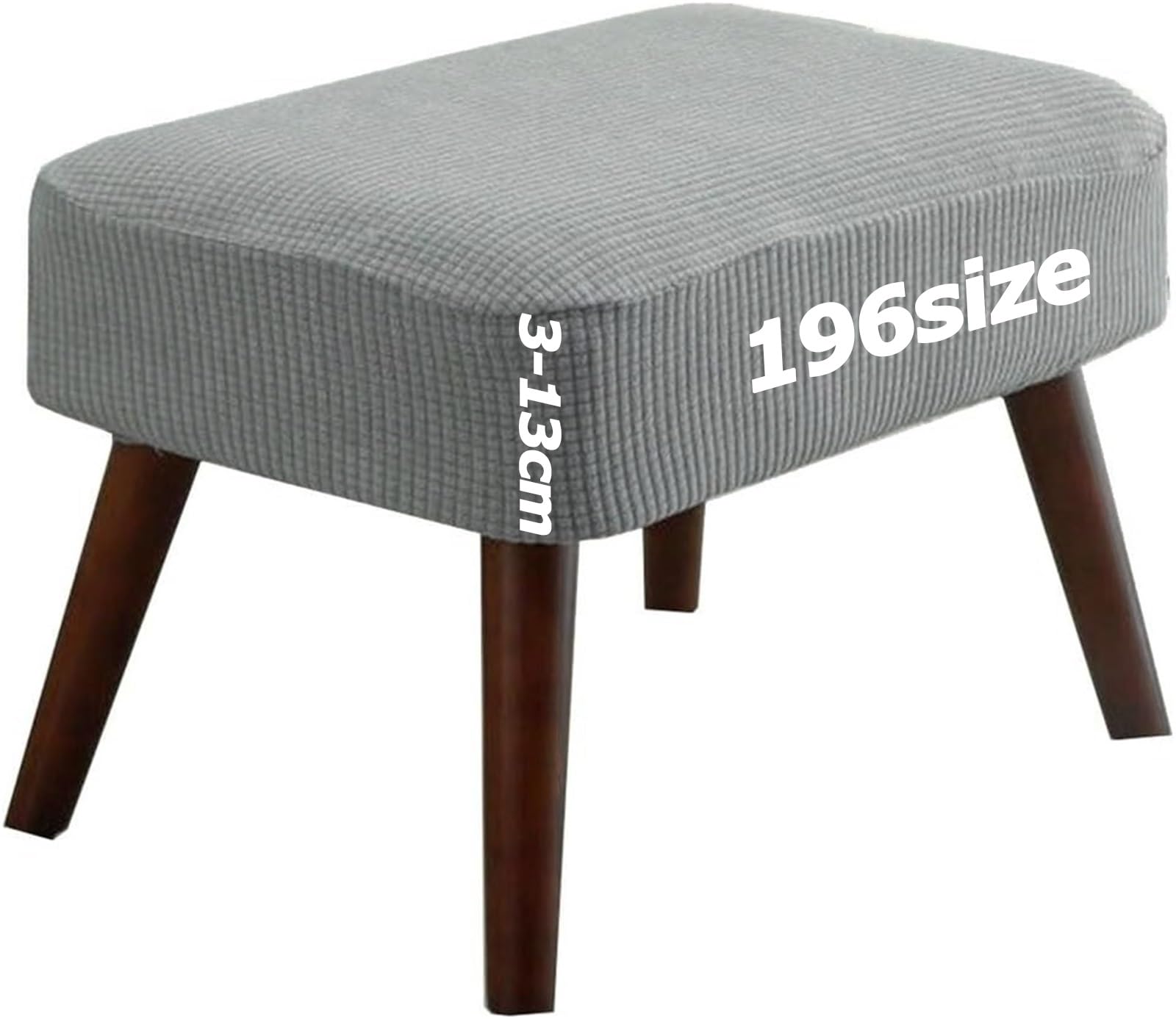 Jacquard Ottoman Covers Slipcover for Footstool Pouffe Foot Stool Stretch Fit Square Rectangle Round Small Large Bar Footrest Protector Cover with Elastic Bottom Washable Customizable(Light Grey,35 x — image 1