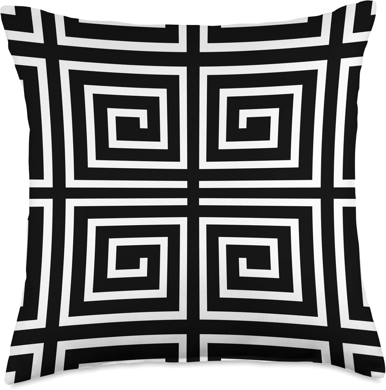 Ancient Greek Key Pattern Black White Meander Seamless Throw Pillow