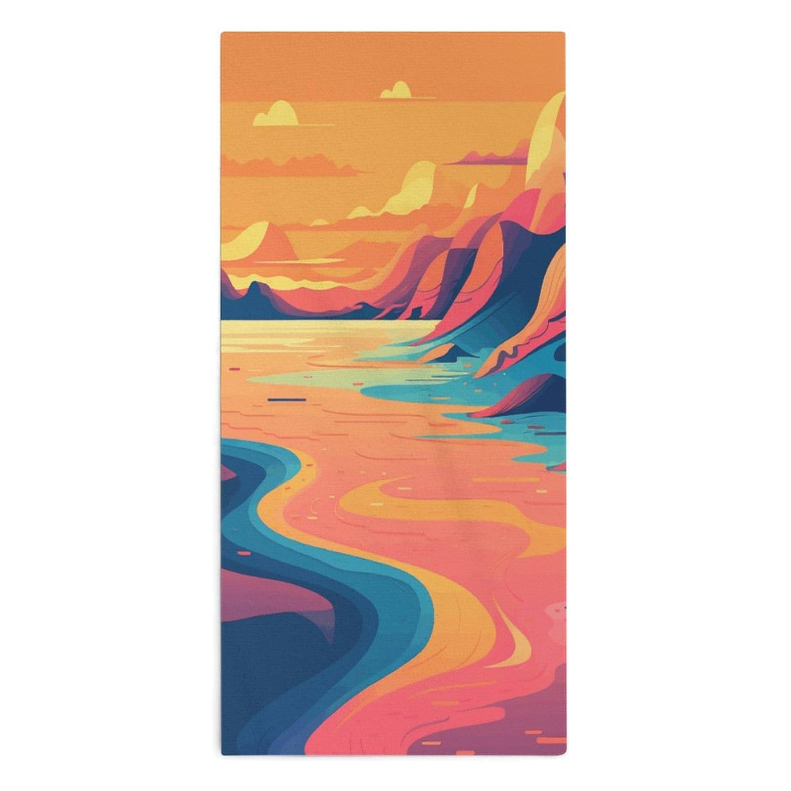 Btcowzrv Style Hand Drawn Painting Bath Towel Beach Towels Shower Towel