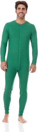 North 15 Mens Onesie Pajamas Union Suit Men Waffle Holiday Red & Green Mens Thermal Underwear Union Suits S-5XL