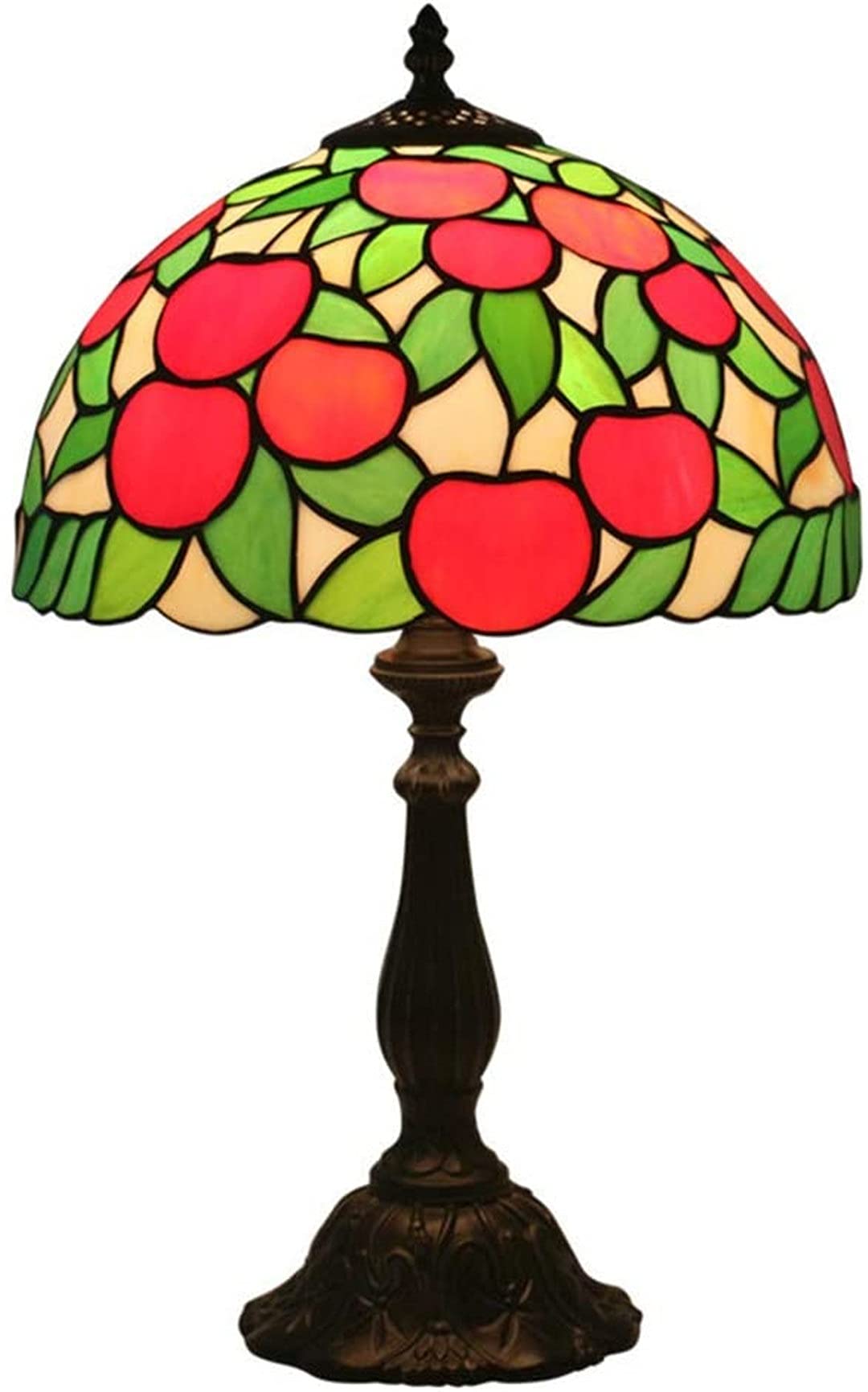 Vitrail de style Tiffany pour lampe de table champêtre de 12 pouces et design pomme