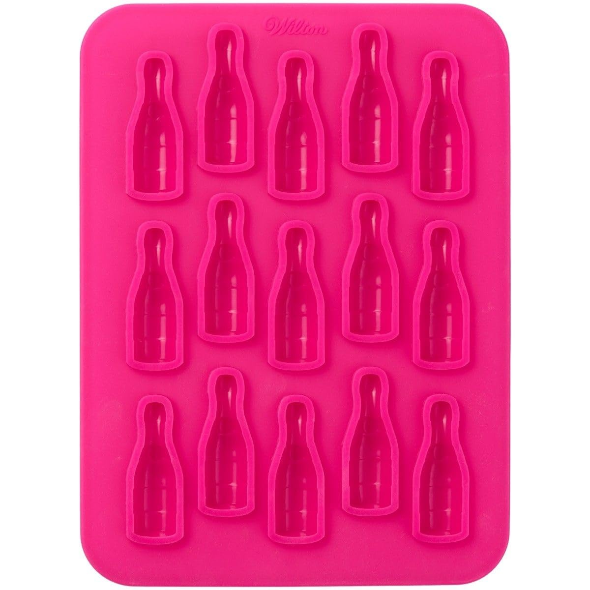 Wilton Wine Bottle Chocolate/Candy Mould, Silicone, Pink, 15 Holes