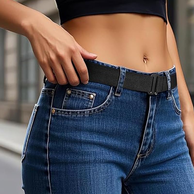 Invisible Elastic Waist Belt for Women – Adjustable, Lightweight, Foldable Design with Flat Metal Buckle – Ideal for Jeans, Pants, Dresses – Great Gift Idea(Black)2