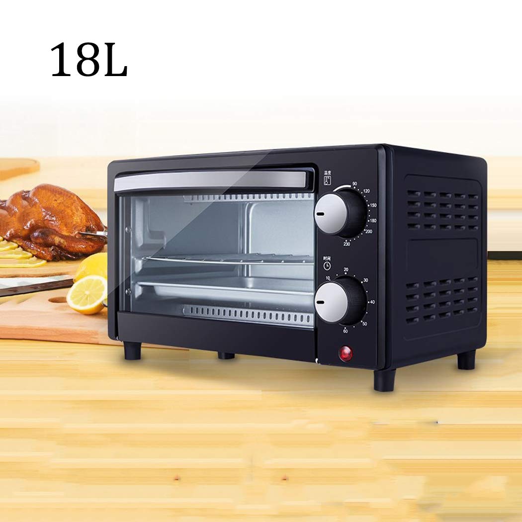 SSCJ 18L Mini Oven & Grill with Double Hotplate 900W & 60 Minutes Timer Function and 6 Selectors for Baking and Convection Function Includes Grill Rack and Baking Tray