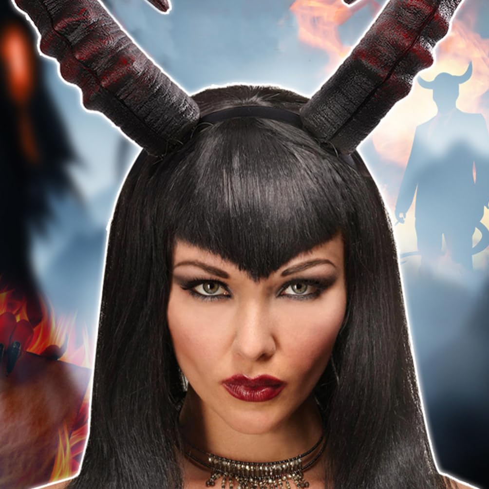 Ciieeo Devil Horn Headdress, Dark Red Horn Headband for Carnival Party Costume Prop Halloween Festival Headwear - Image 3