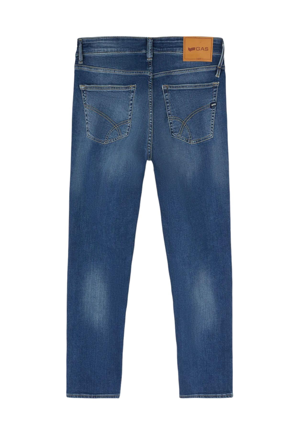 gas Jeans Skinny Fit Blue Denim STR 10 1/2 Oz Sax Zip Rev 351450030789 Blu