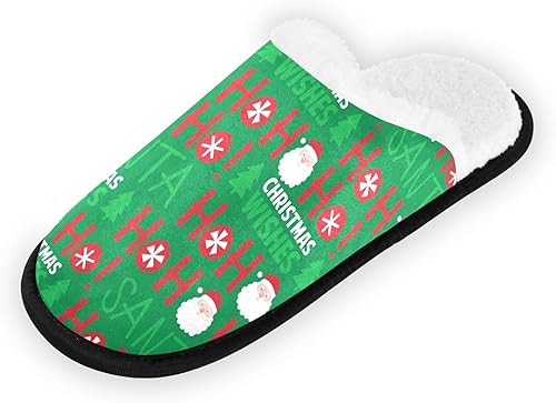 Christmas Tree Hohoho Slippers for Women Men Breathable Slippers Indoor Home Slipper Fluffy Spa Slippers for Wedding Party Bedroom Travel Guest,M