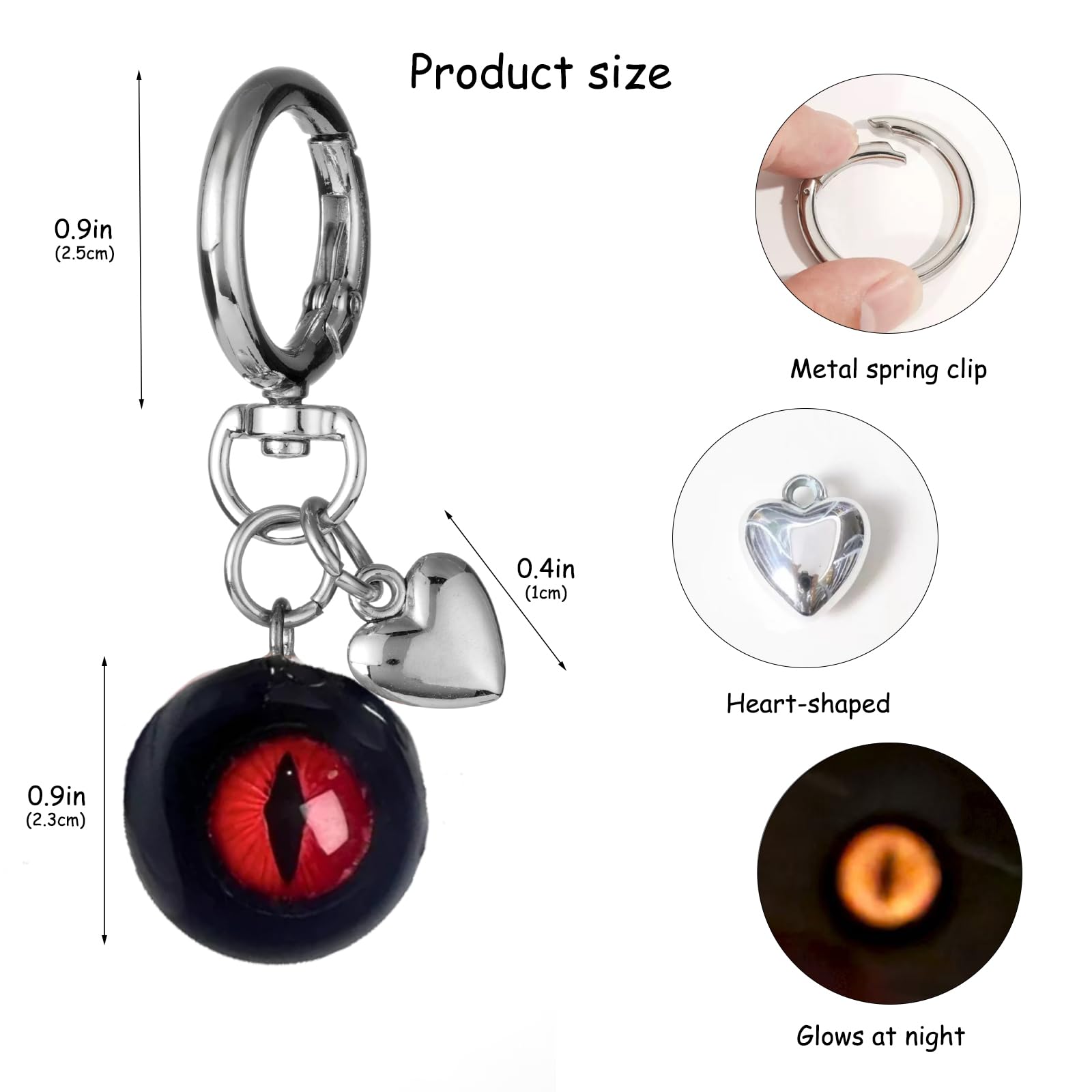 BYXVSBYS Goth Keychain Horror Eyeball Bag Charms Halloween Accessories Gothic Heart keychain Key Ring Funny Decor Cool Purse Charms for Men Women