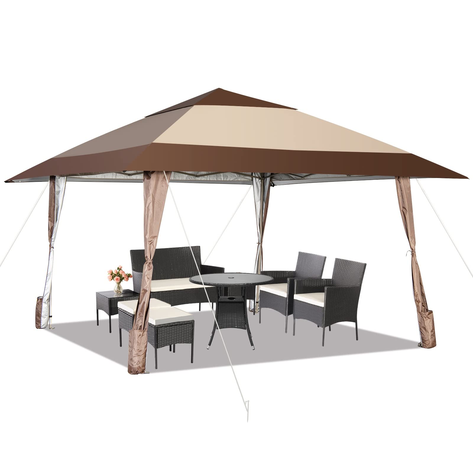 Abri à baldaquin instantané 4x4m réglable pour se protéger du soleil et des averses
