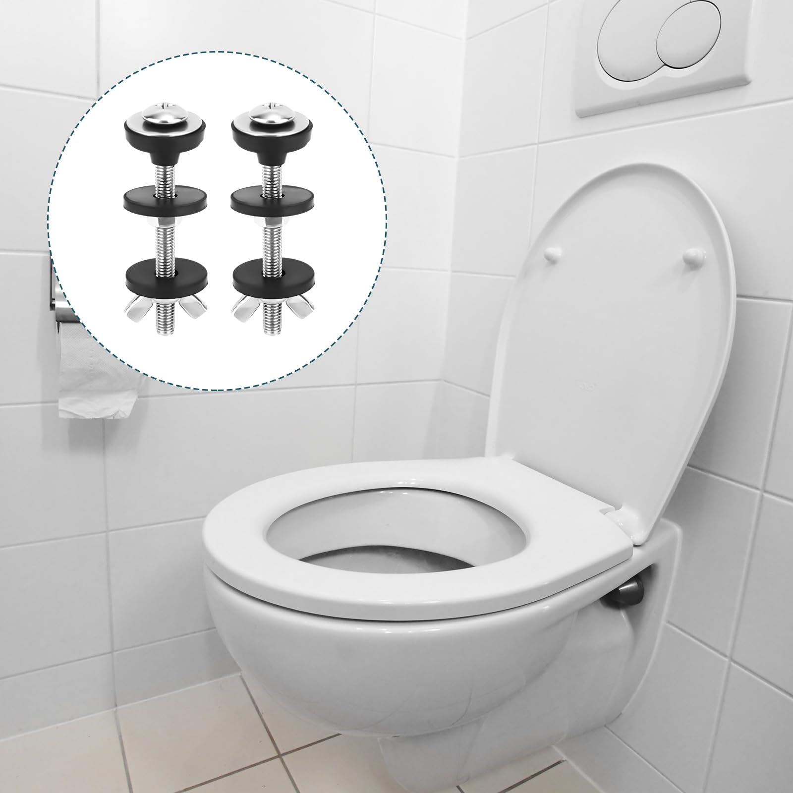 2 Teiliges Schraubenset für den Toilettentank an der Schüssel, Robuste Schrauben für den Toilettentank aus Edelstahl Wasserdichtes Universal-Ersatzset für die Innenseite der Toilette