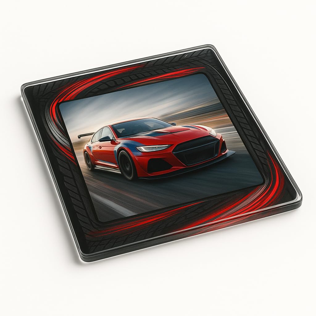 Acrylic Coaster Gift with Speed Frame Burst Design - Dynamic Racing Car Home Decor for Auto Enthusiasts