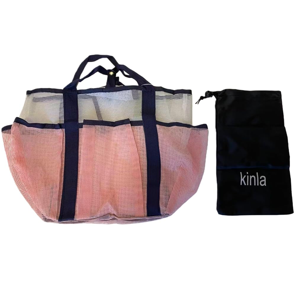 kinla Mesh Shower Caddy Tote Quick Dry Shower Caddy Tote Bag with Storage Bag Bath Organizers for Bathroom
