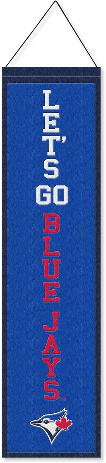 WinCraft Toronto Blue Jays Let's Go Blue Jays 8x32 Inch Vertical Wool Embroidered Hanging Banner