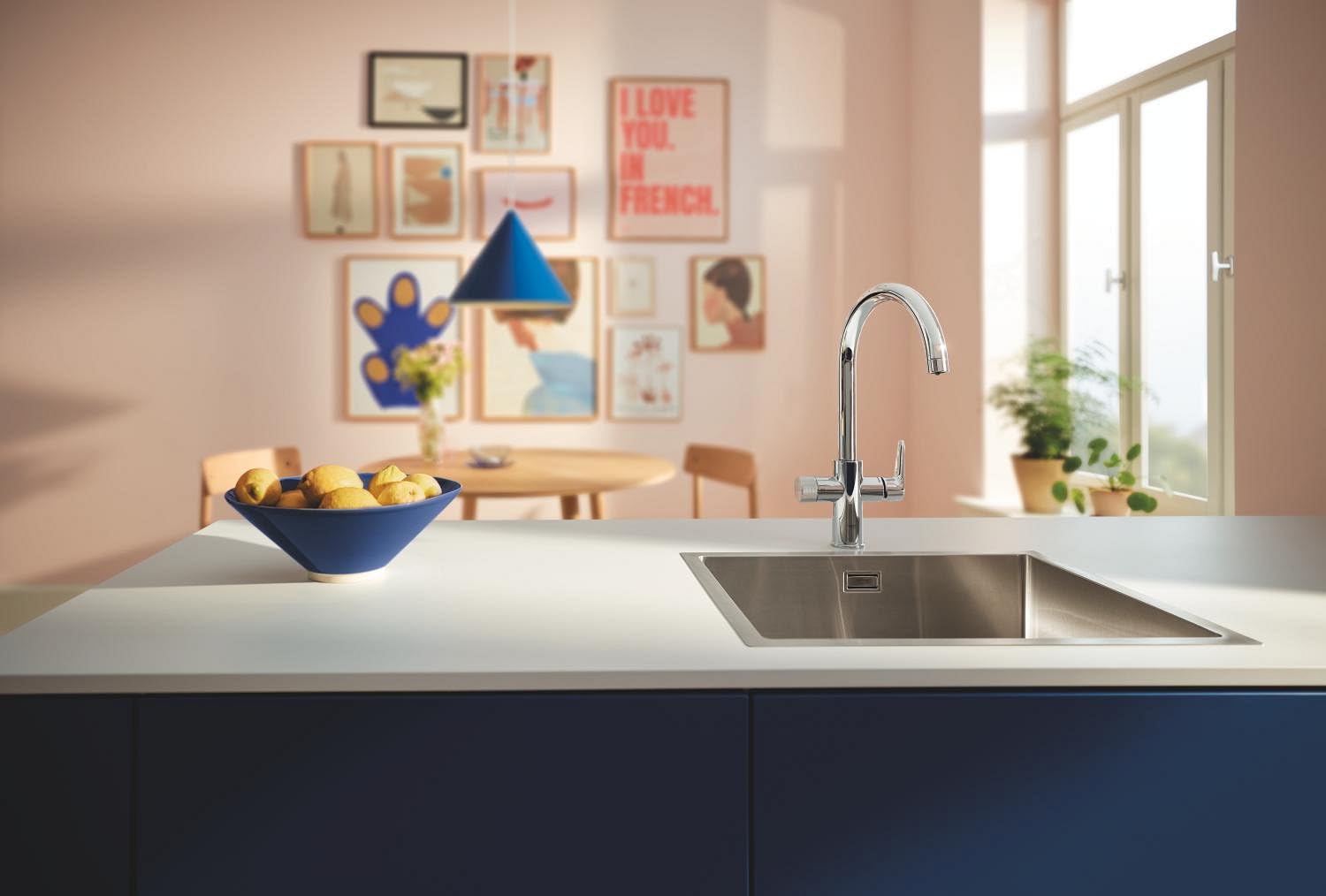 GROHE Blue Pure StartCurve, Kit de démarrage Eau Filtrée, Robinet de Cuisine avec Système de Filtration et Filtre Charbon Compact, Chromé, 30593000