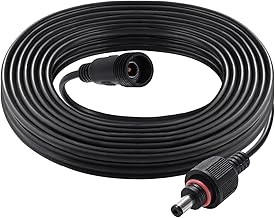 5m 5.5x2.1mm IP67 Waterproof DC Power Extension Cords, 12V 24V Male Female Power Extension Cable DC 22AWG for Solar Garden Lights