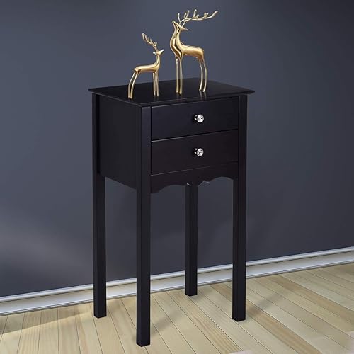 ARLIME Mesa auxiliar con 2 cajones, mesita de noche para dormitorio, mesa auxiliar pequeña y alta junto al sofá, gabinete multiusos para sala de
