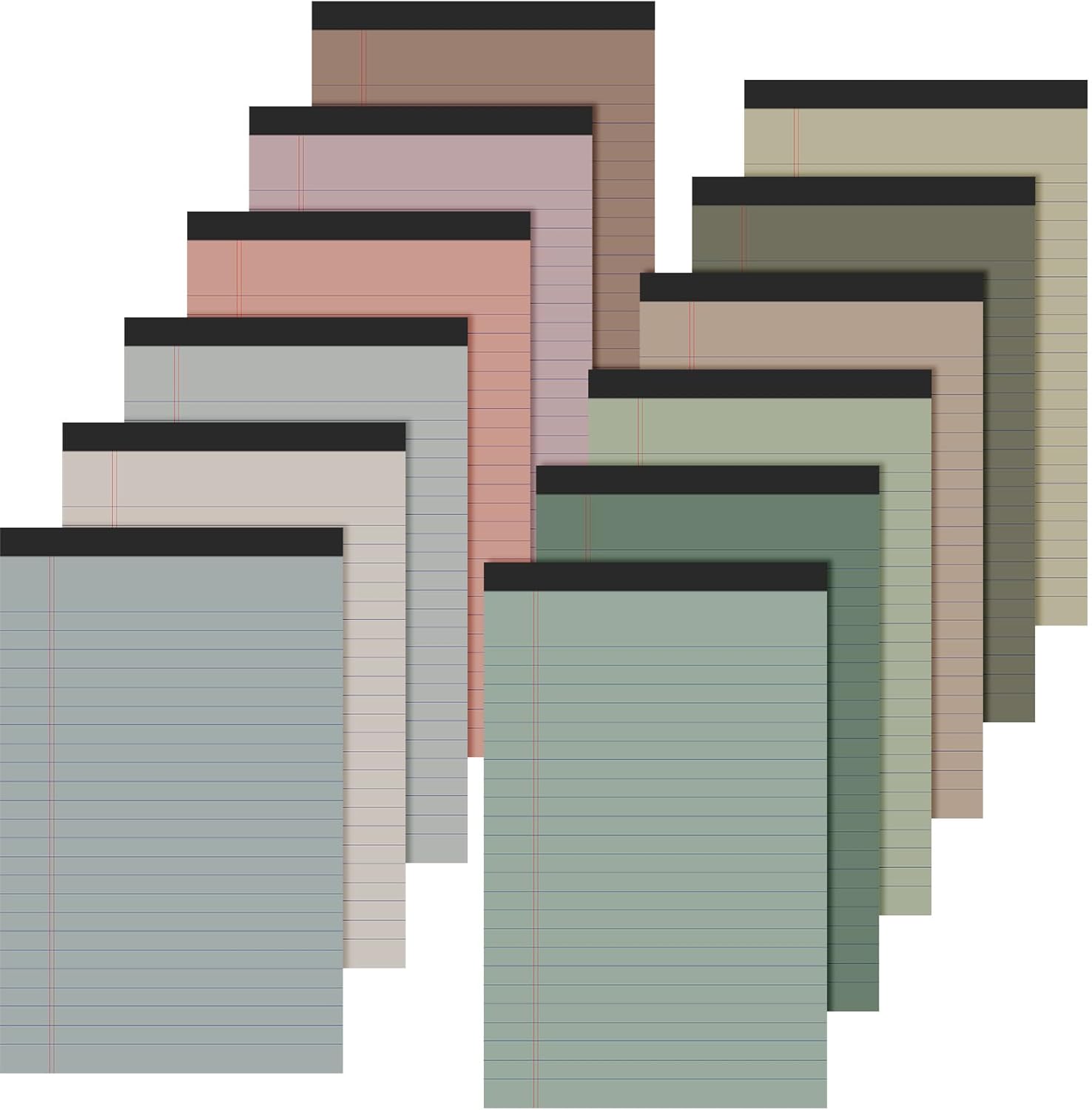 Lincia 12 Pcs 12 Pcs 5″ x 8″ Small Legal Pads Colored Lined Note Pads Narrow Ruled Writing Notepads 50 Sheets Per Micro Paper Notebook Lined and Perforated for College Office Supplies (Fresh Colors)