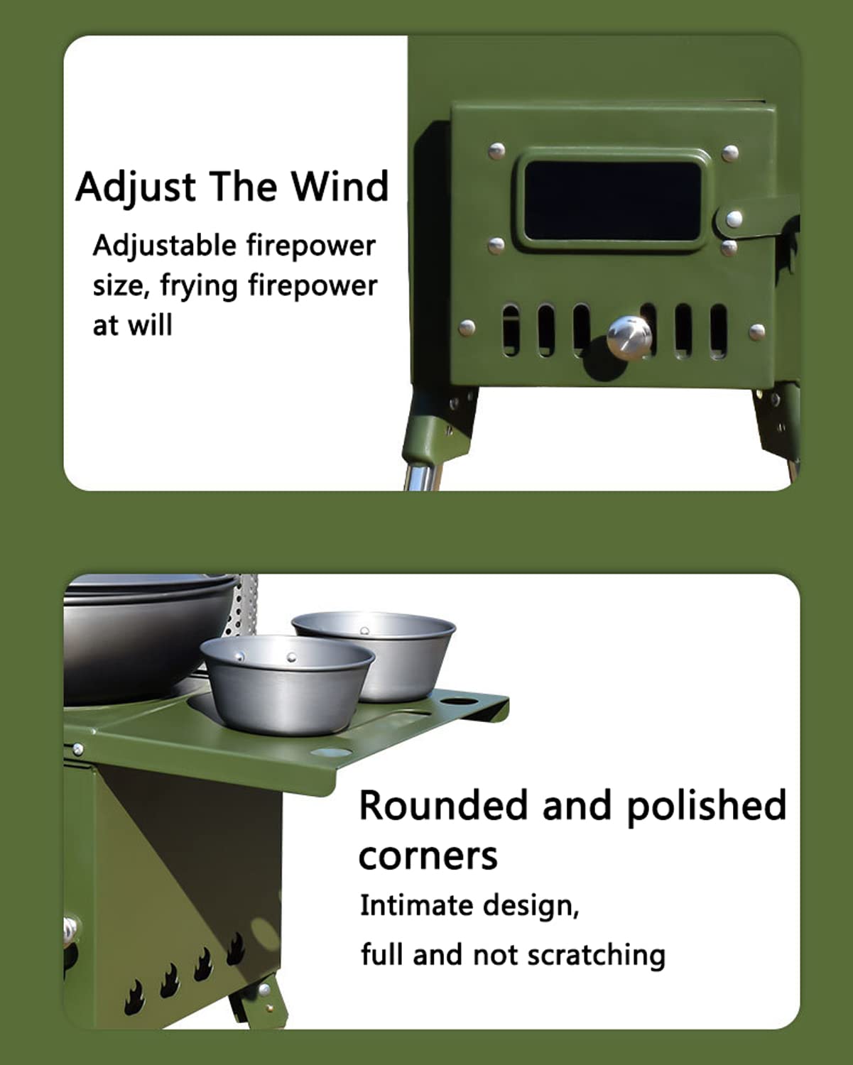 Réchaud à Bois pour Tente d'extérieur avec 3 cheminées Construction en Acier Inoxydable de précision pour Tente Poêles à Bois pour Chauffage Domestique Camping Pêche sur Glace Cuisine Randonnée Voya